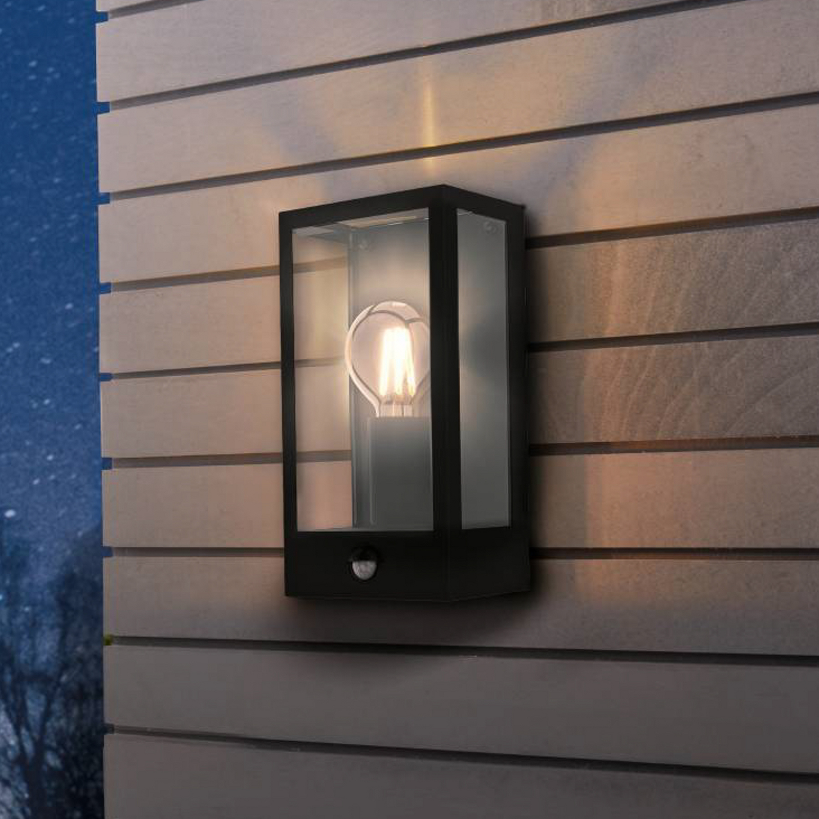 Buitenwandlamp Alamonte met sensor, zwart